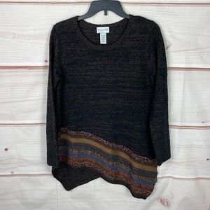 Soft Surroundings Sweater Womens PS Brown Long Sleeve Boucle Knit Pullover Tunic